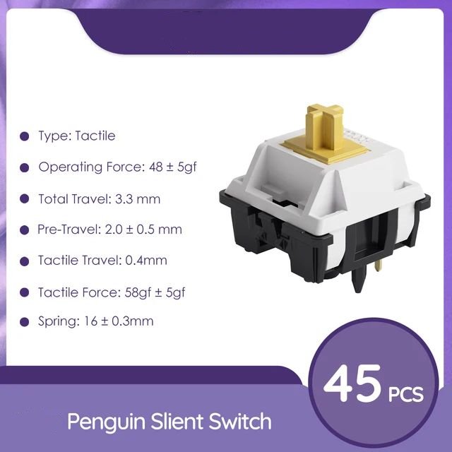 HZGAMER Akko Penguin Switch 5 Pin 48gf tactile Silent Switch Compatible with MX Mechanical Keyboard Switches