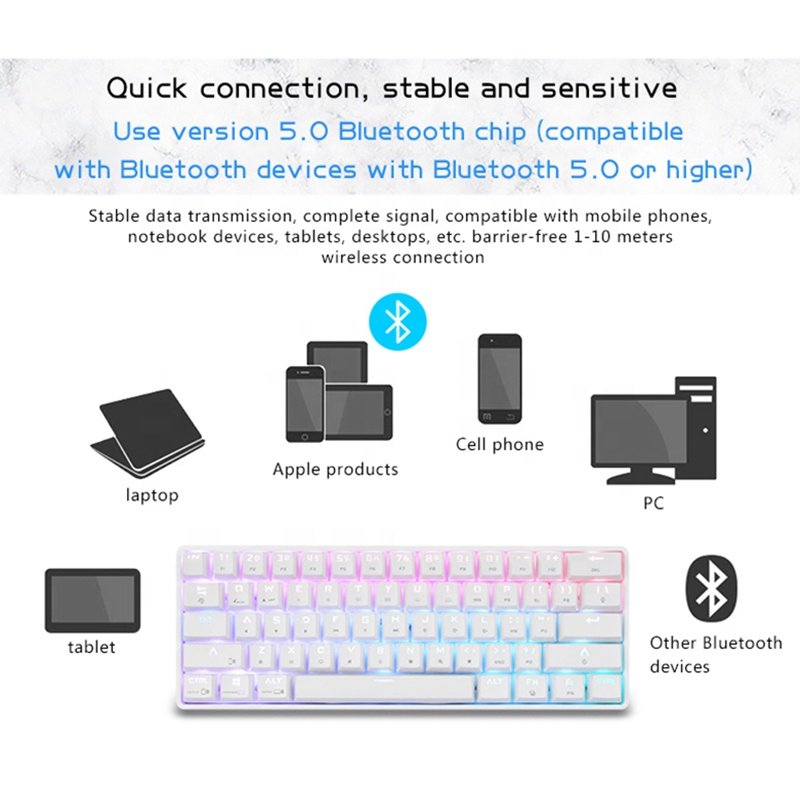 SK61 61 keys hot swapable switch changeable rechargeable 60% mechanical keyboard