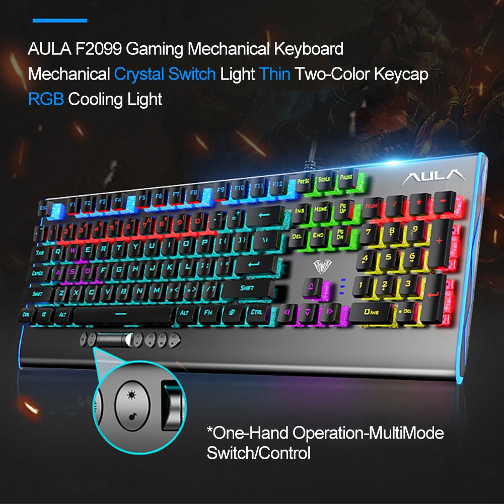 AULA F2099 Gamer Mechanical Keyboard Blue Brown Switch Mix Backlit Wired Gaming Keyboard Anti-ghosting for Game Tablet Desktop