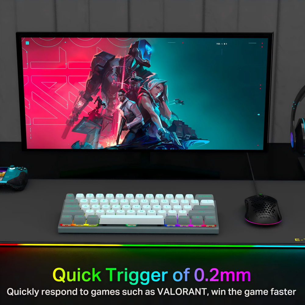Factory sales Gaming Keyboard Compatible 60% RGB PBT Keyboard Rapid Trigger 8K Reporting Rate Magnetic Switch Gaming Keyboard