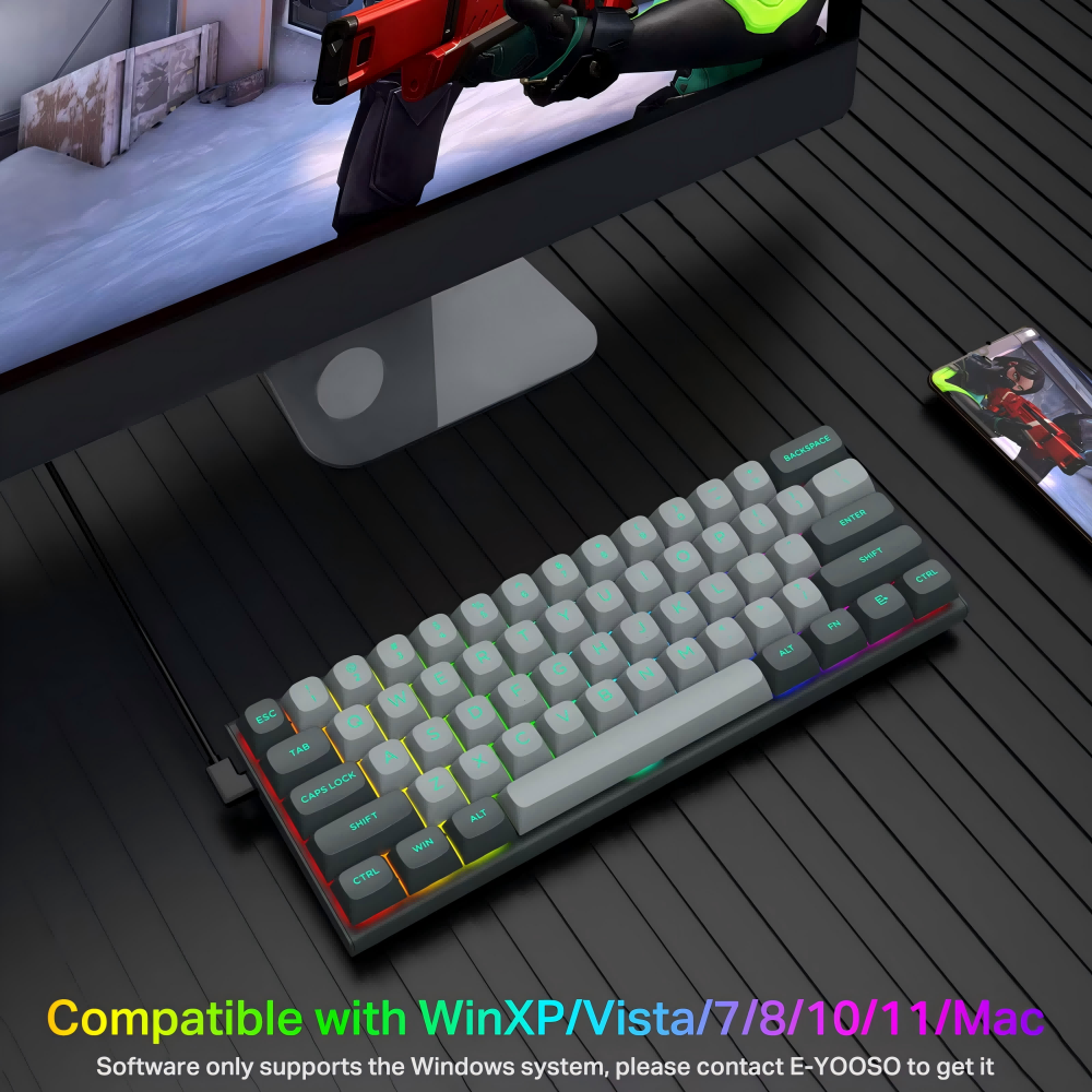 Factory sales Gaming Keyboard Compatible 60% RGB PBT Keyboard Rapid Trigger 8K Reporting Rate Magnetic Switch Gaming Keyboard
