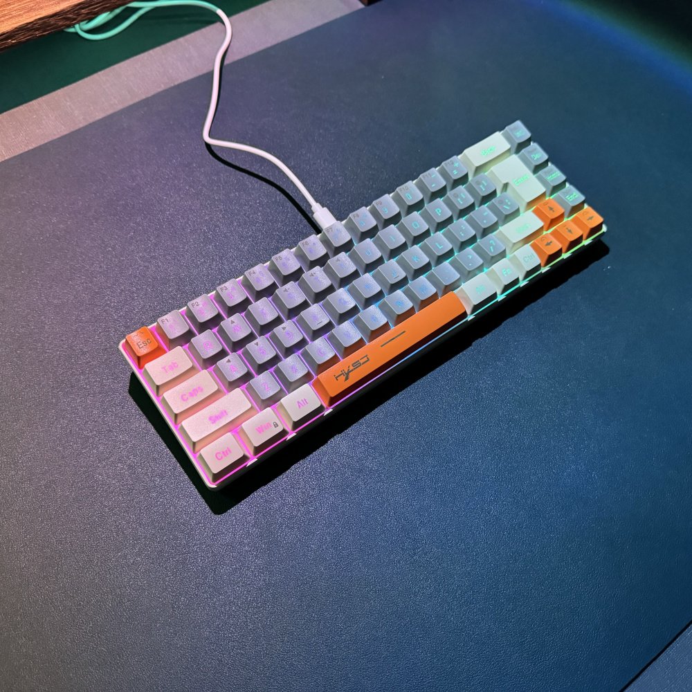 New arrival HXSJ V200 68-key wired keyboard RGB luminous ABS lightweight USB Type-C gaming membrane keyboard for laptop gamers