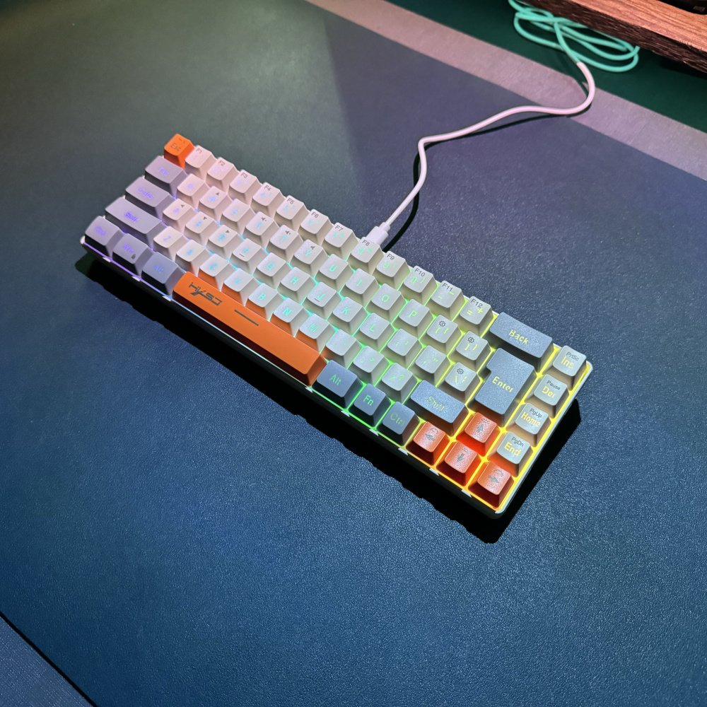 New arrival HXSJ V200 68-key wired keyboard RGB luminous ABS lightweight USB Type-C gaming membrane keyboard for laptop gamers