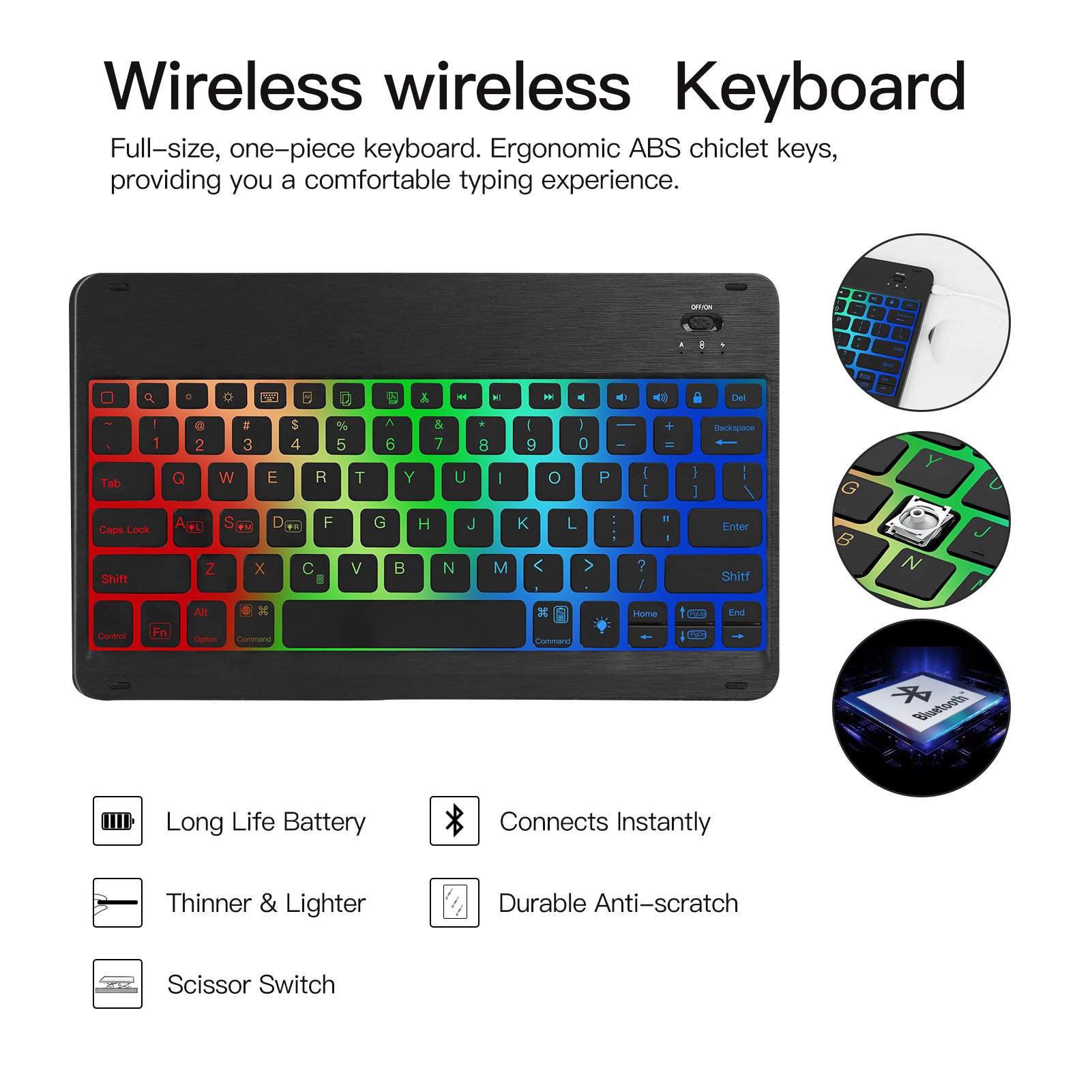 Tablet Cover Magnetic Detachable Keyboard Case For Samsung Galaxy Tab S7 Fe 12.4 Inch Black
