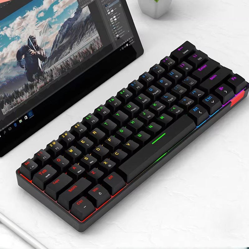 60% Mechanical Keyboard 2.4Ghz/Bluetooth/Wired, Wireless Bluetooth Mini Keyboard 61 Keys, RGB Hot Swappable Gaming Keyboard
