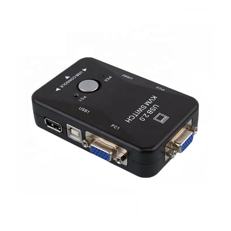 2 Port KVM Switch VGA USB2.0 2 In 1 Out KVM Switcher Switch Box Adapter Connects Printer Keyboard Mouse