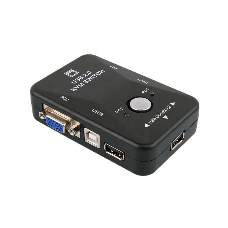 2 Port KVM Switch VGA USB2.0 2 In 1 Out KVM Switcher Switch Box Adapter Connects Printer Keyboard Mouse