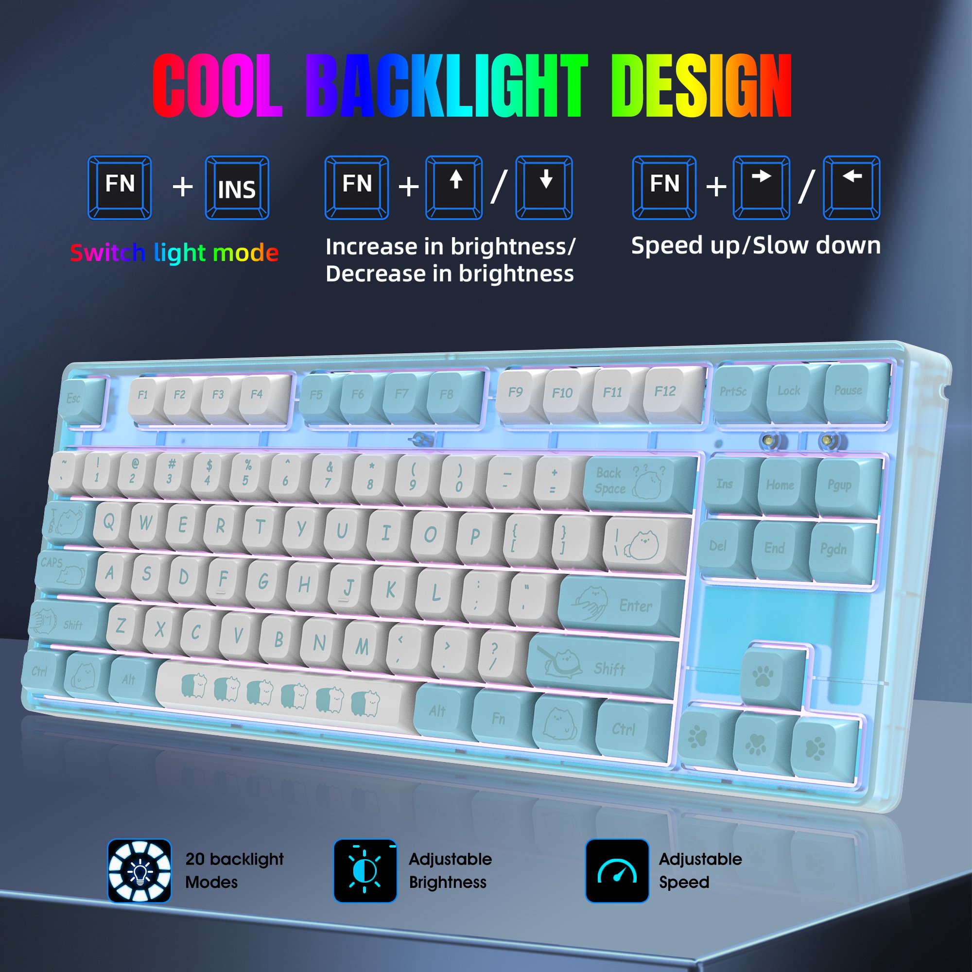 Popular choice HXSJ L600 87 key mechanical keyboard PBT keycaps hot-swap ergonomic LED backlit wired keyboard for laptop desktop