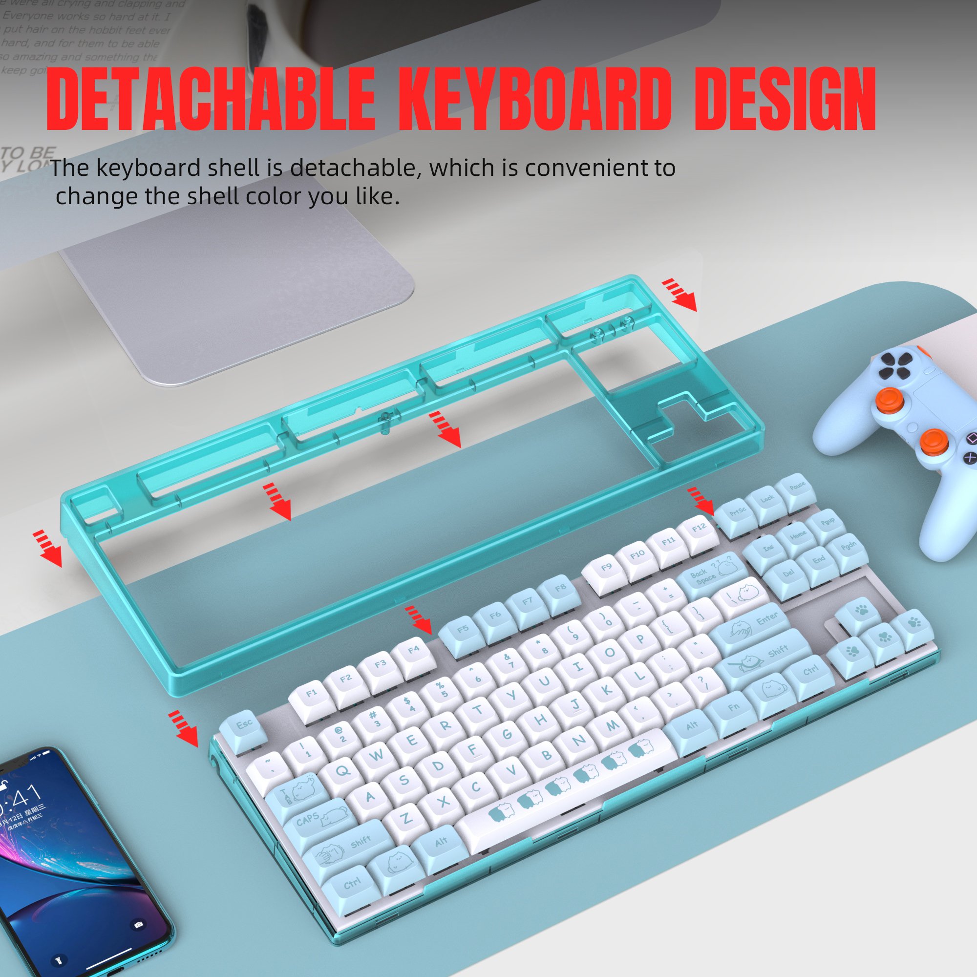 Popular choice HXSJ L600 87 key mechanical keyboard PBT keycaps hot-swap ergonomic LED backlit wired keyboard for laptop desktop