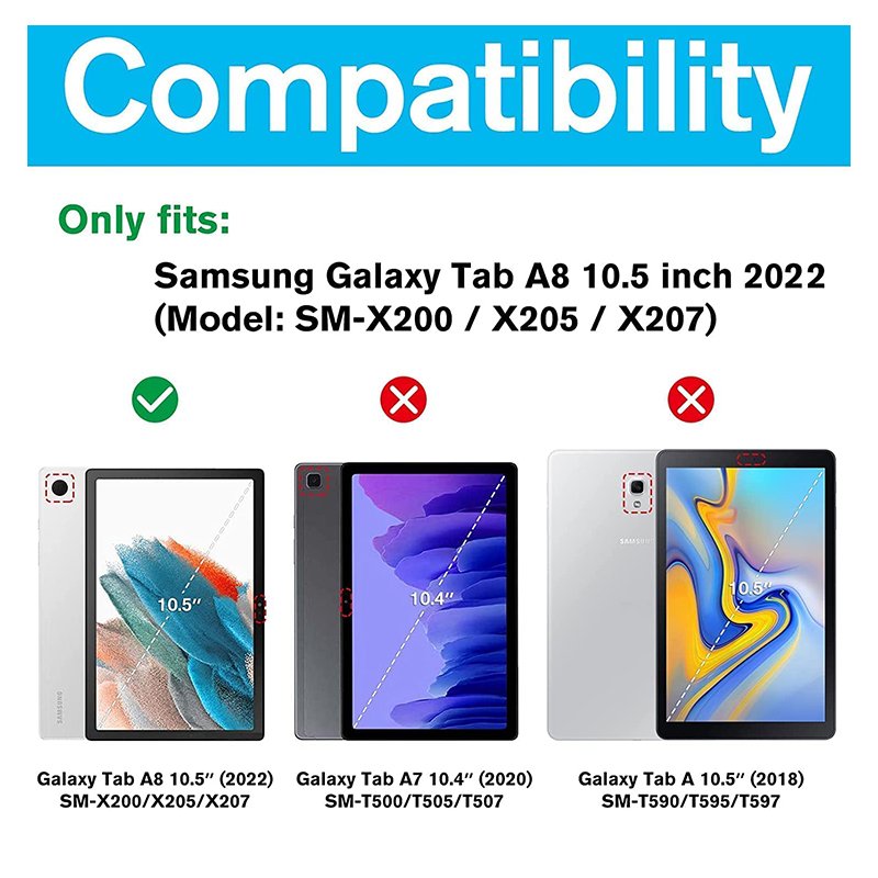 Keyboard Case for Samsung Galaxy Tab A8 10.5 Inch 2022 Model (SM-X200/X205/X207)