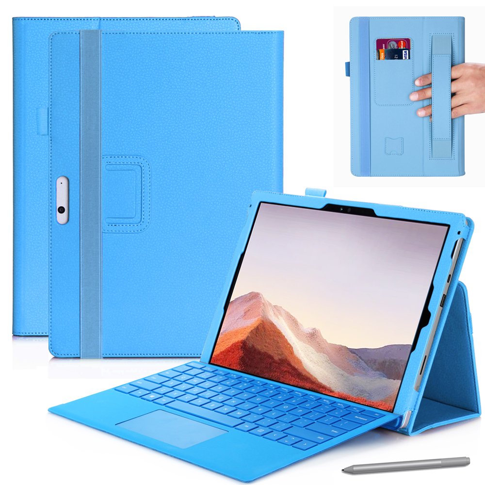 Universal For Microsoft Surface Pro 3 4 5 6 7 12.3 Hand Strap Matte Protective Case Tablet PU Leather Keyboard Flip Stand Cover