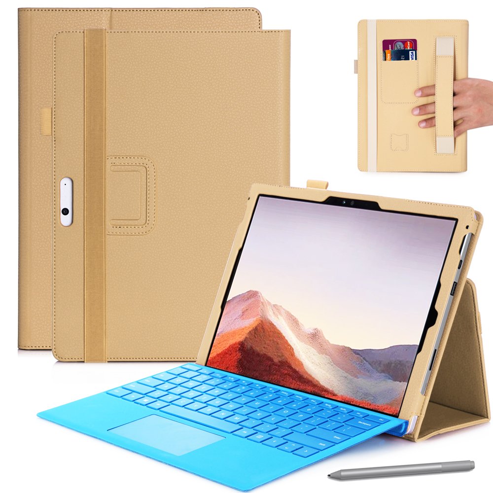 Universal For Microsoft Surface Pro 3 4 5 6 7 12.3 Hand Strap Matte Protective Case Tablet PU Leather Keyboard Flip Stand Cover