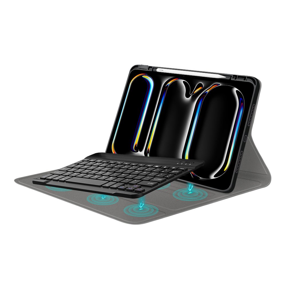 wireless keyboard leather tablet case For iPad Pro 11 2024 magnetic keyboard cover with pencil holder factory wholesales