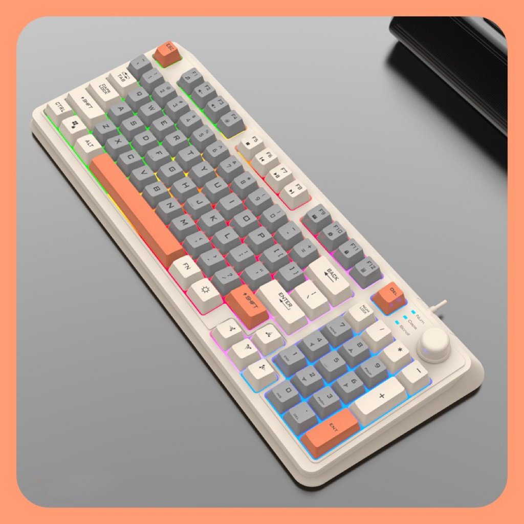 Factory K82 Three-colors 94 Keys Keyboard Rainbow Light Backlit Mechanical Keyboard Gamer Wired Ergonomic Mini Gaming Keyboard