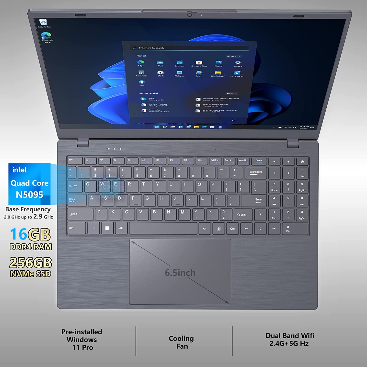 Wholesale Laptops with Backlit keyboard and fingerprint 16GB+512GB intel CPU N5095 Personal & Home laptops