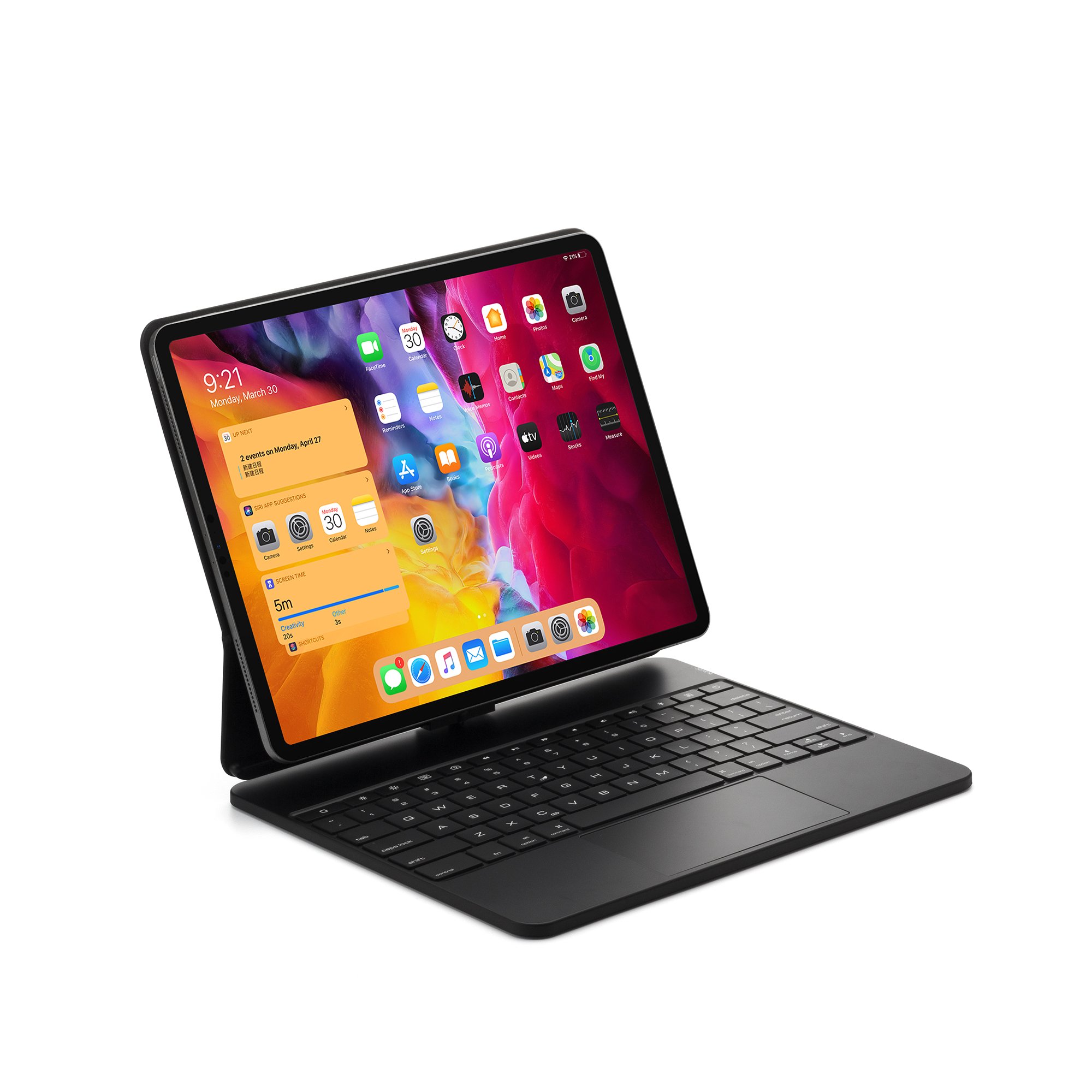 Rotation Magic Touchpad Keyboard Case with Backlit Keys Fit for 2021 iPad Pro 12.9
