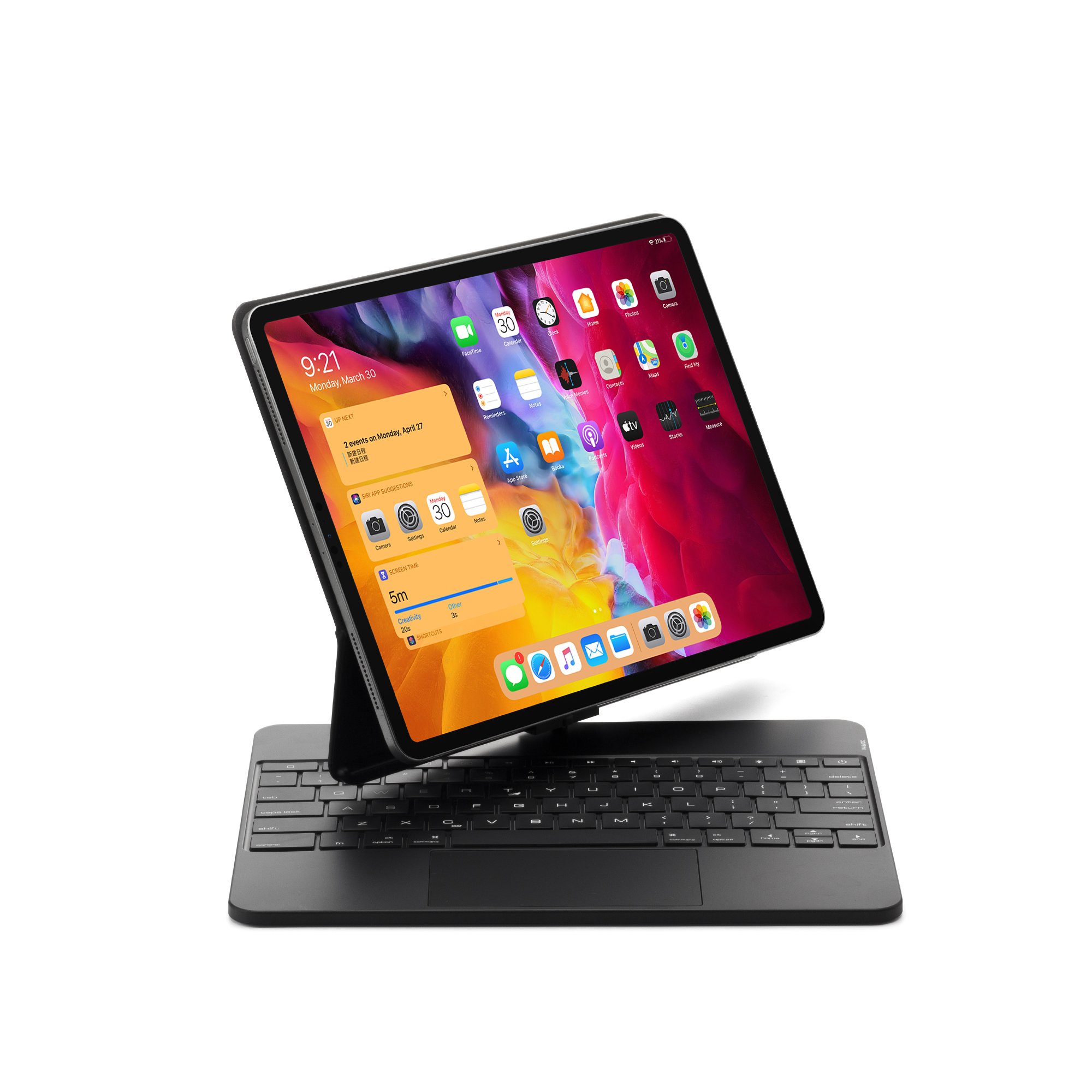 Rotation Magic Touchpad Keyboard Case with Backlit Keys Fit for 2021 iPad Pro 12.9