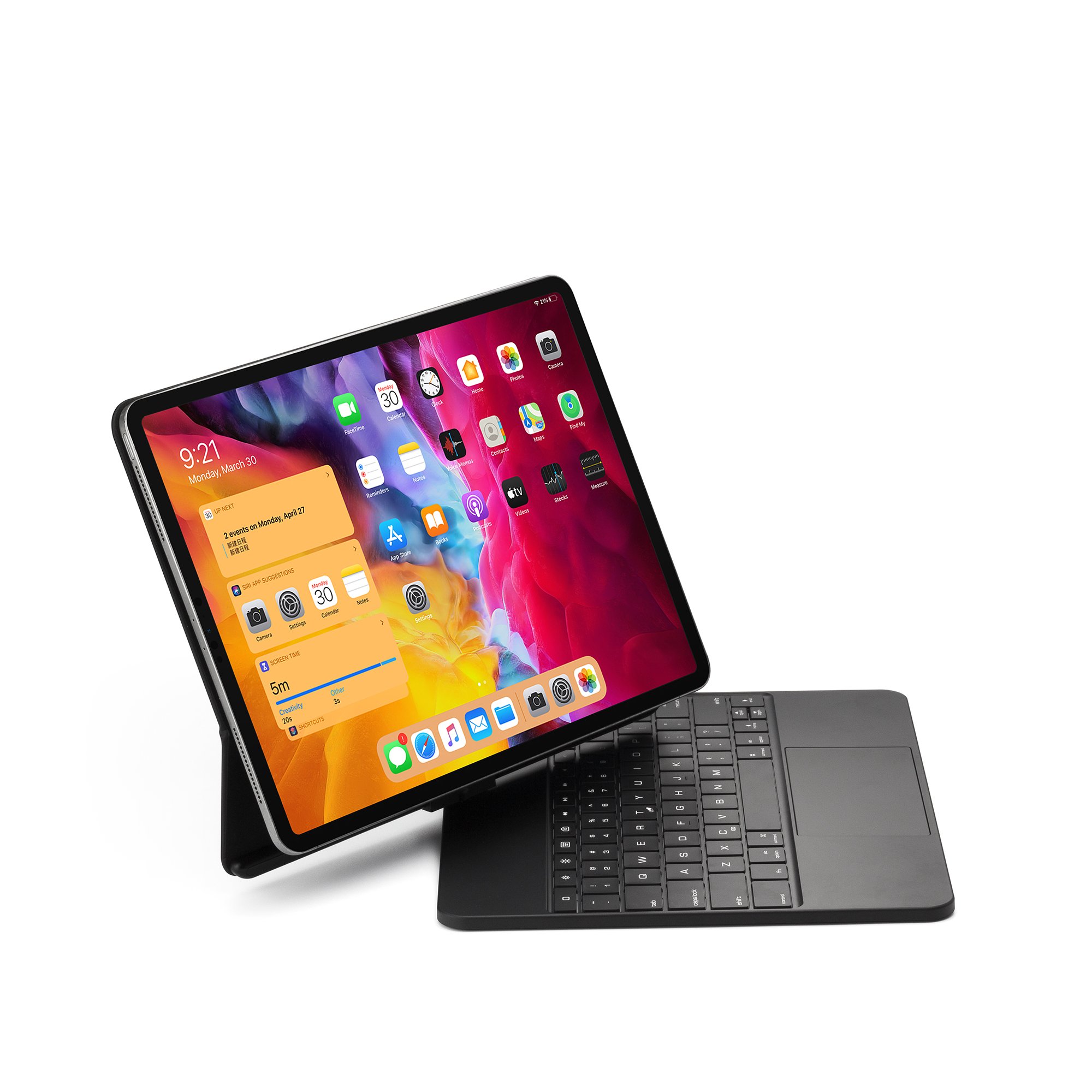 Rotation Magic Touchpad Keyboard Case with Backlit Keys Fit for 2021 iPad Pro 12.9