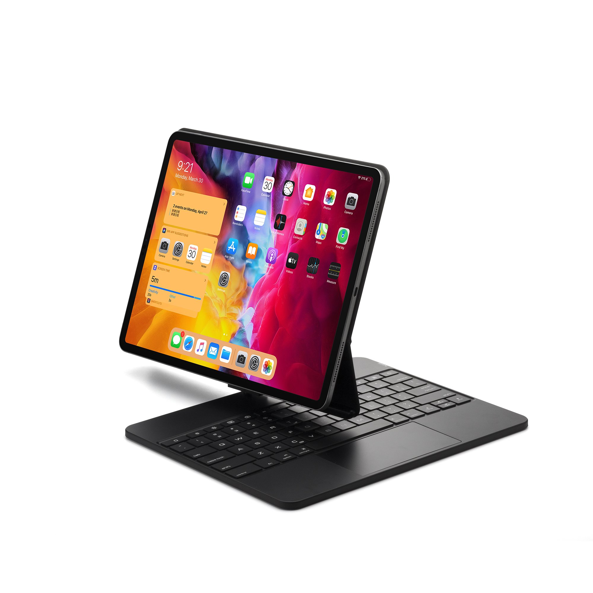 Rotation Magic Touchpad Keyboard Case with Backlit Keys Fit for 2021 iPad Pro 12.9