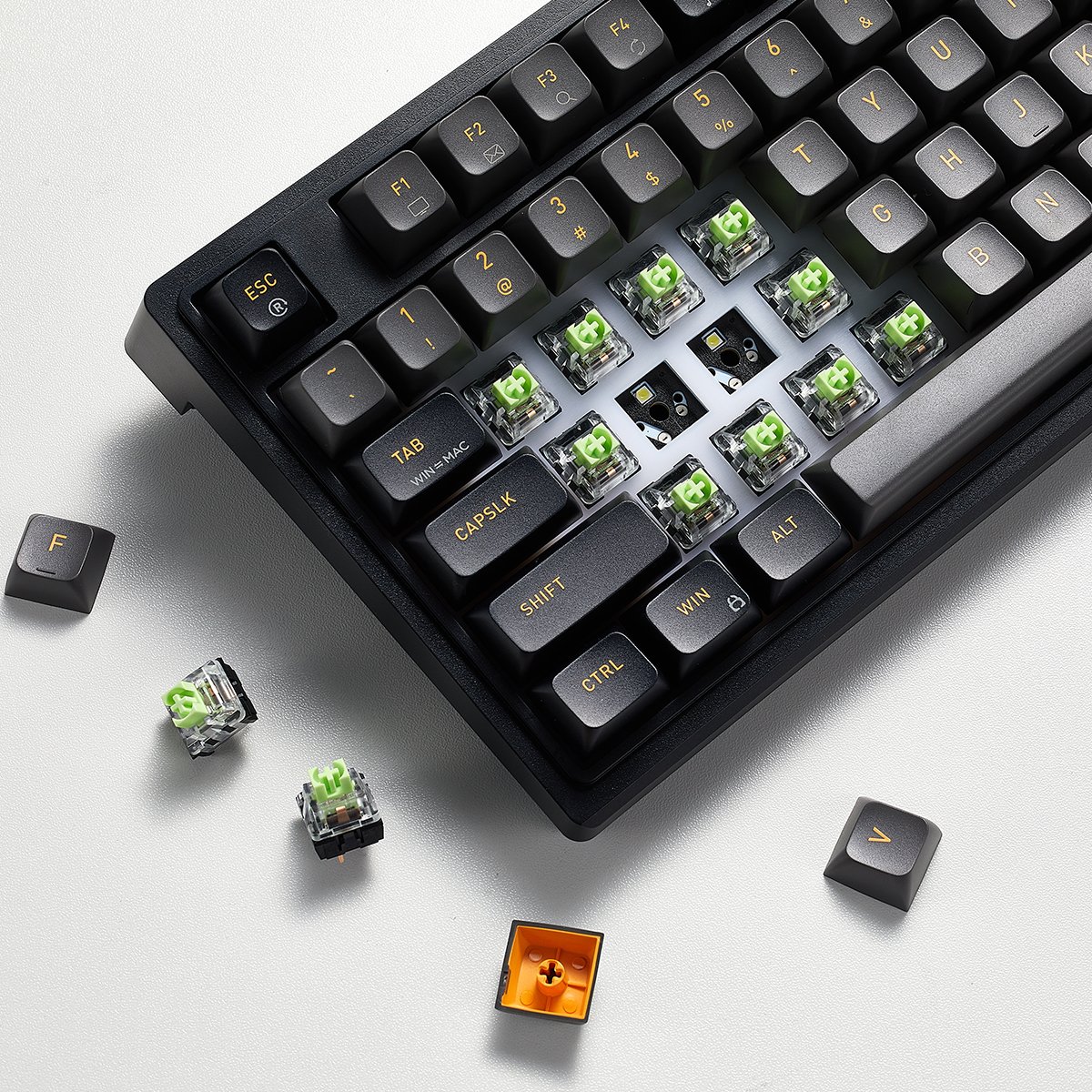Hexgears M3 87 Keys Compact TKL Ergonomic Mechanical Gaming Keyboard Type C Cable Hot Swappable PCB