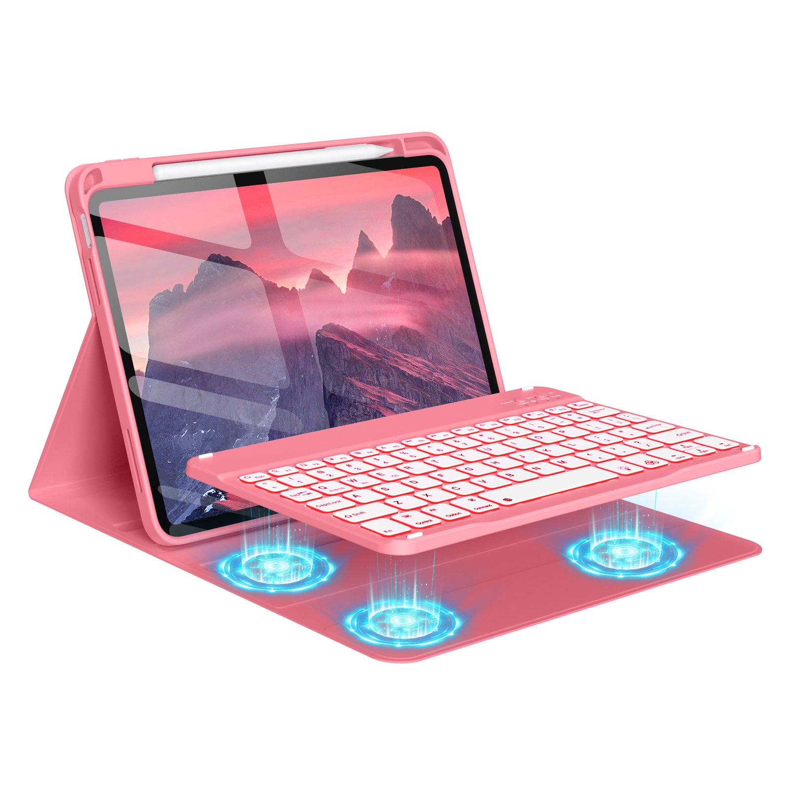 Kenke Removable Backlit Magnetic Keyboard Cover IPad 10.9 Inch Bluetooth Connected Tablet Case with Pencil Holder for IPad 10th