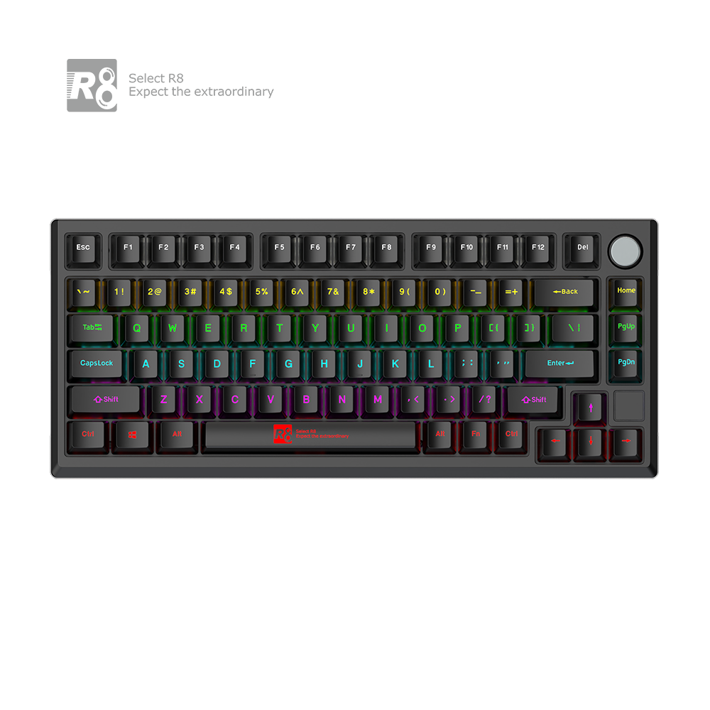 Factory 82 Keys Hot Swappable Blue Switch Custom Keycap Computer Gaming USB Wired RGB Light Led Mechanical Keyboard With Knob