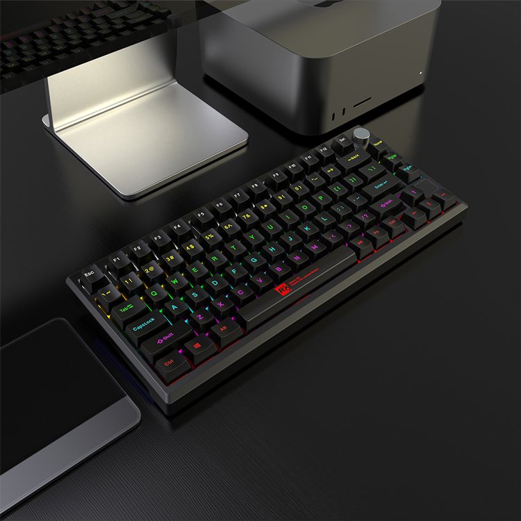 Factory 82 Keys Hot Swappable Blue Switch Custom Keycap Computer Gaming USB Wired RGB Light Led Mechanical Keyboard With Knob