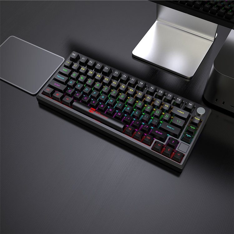 Factory 82 Keys Hot Swappable Blue Switch Custom Keycap Computer Gaming USB Wired RGB Light Led Mechanical Keyboard With Knob