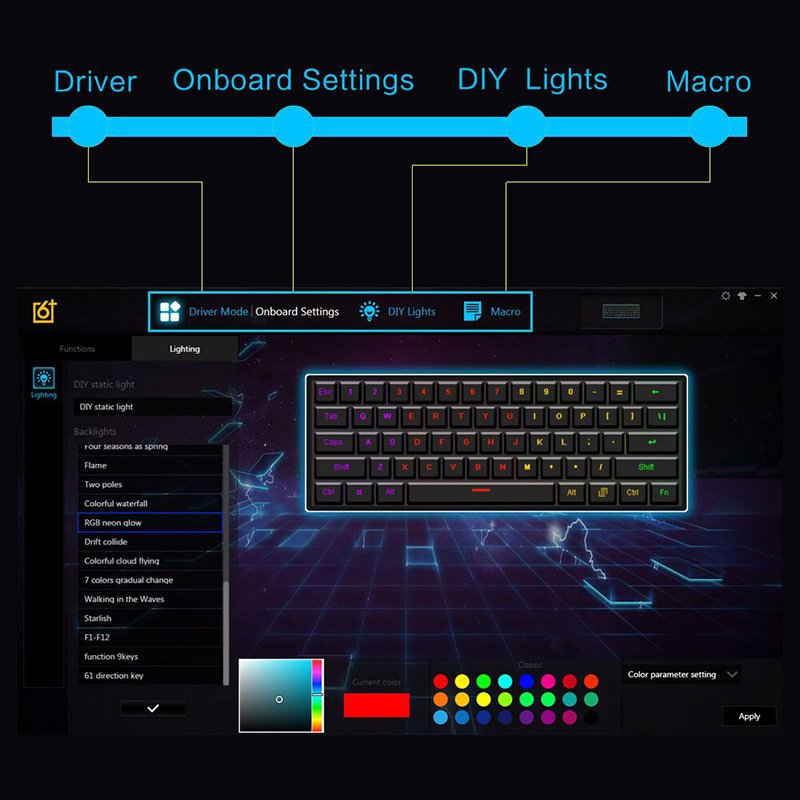 SKYLOONG GK61 SK61 61 Keys USB Wired RGB Backlit Gaming Mechanical Keyboard For PC Tablet Laptop