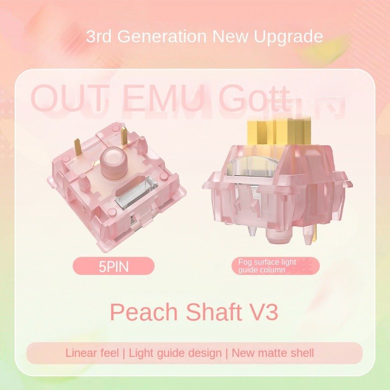 Spot Wholesale Outemu High tech Peach Quiet Lemon V3 Customized Mechanical Keyboard Hot Plug Switch Linear Axis