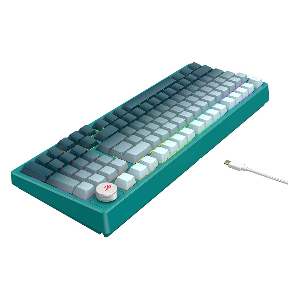 Havit KB899L 97 Keys Rainbow LED Backlit Green Computer USB Wired Gaming Keyboard Colorful Lighting Mechanical Keyboard for PC