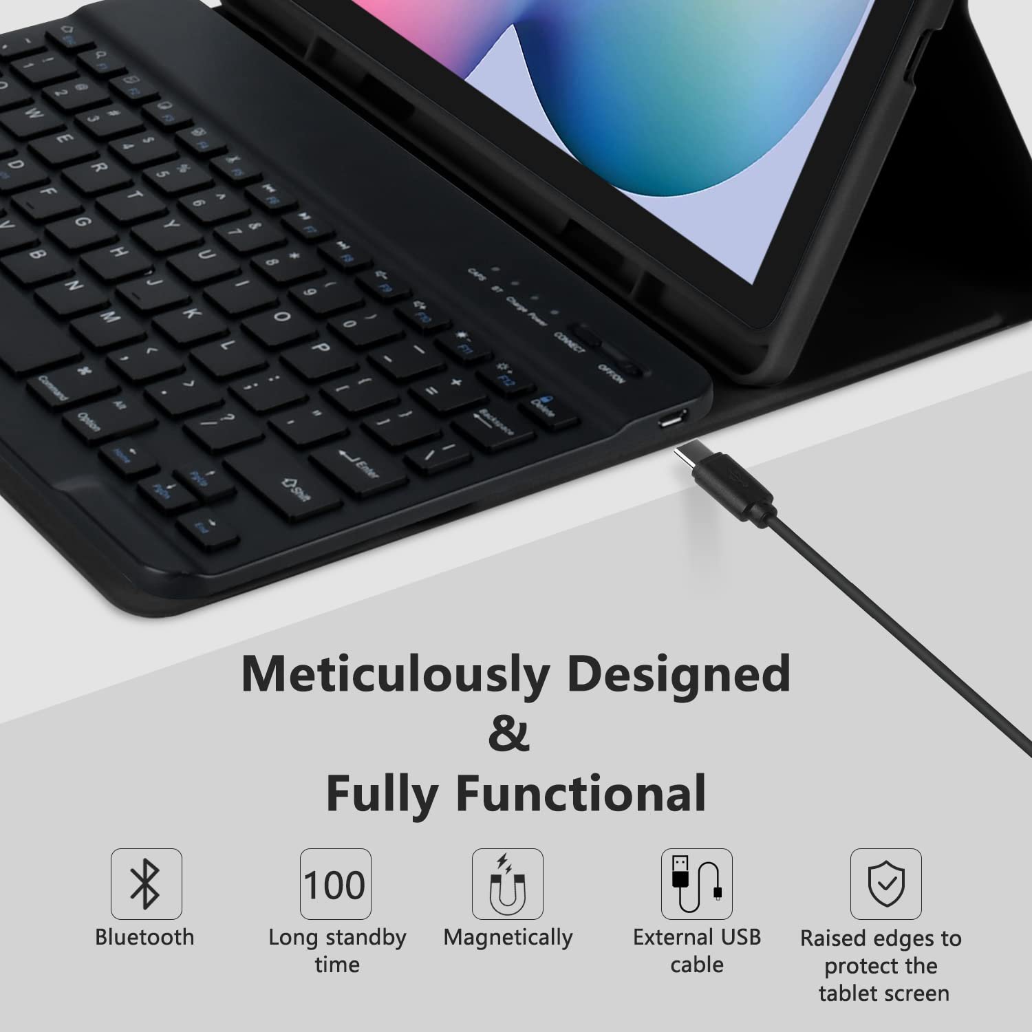 Detachable Magnetic iPad Keyboard Case with Pencil Holder Stand Folio Protect Cover Case for iPad 10.2Inch 9th 8th7th Generation