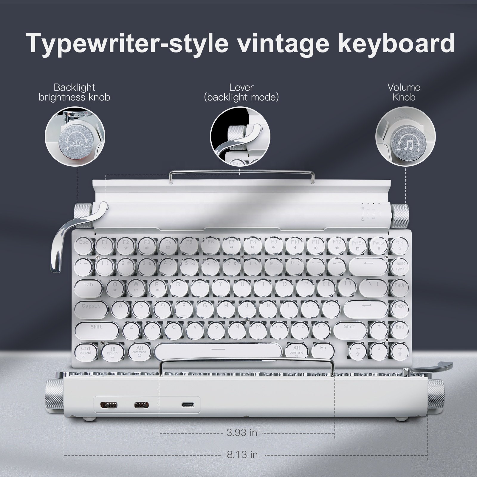 Savings Spotlight OUTEMU Hotswap Blue Switch Classic Punk Keycap Wireless Typewriter Style Mechanical Gaming Keyboard for Tablet