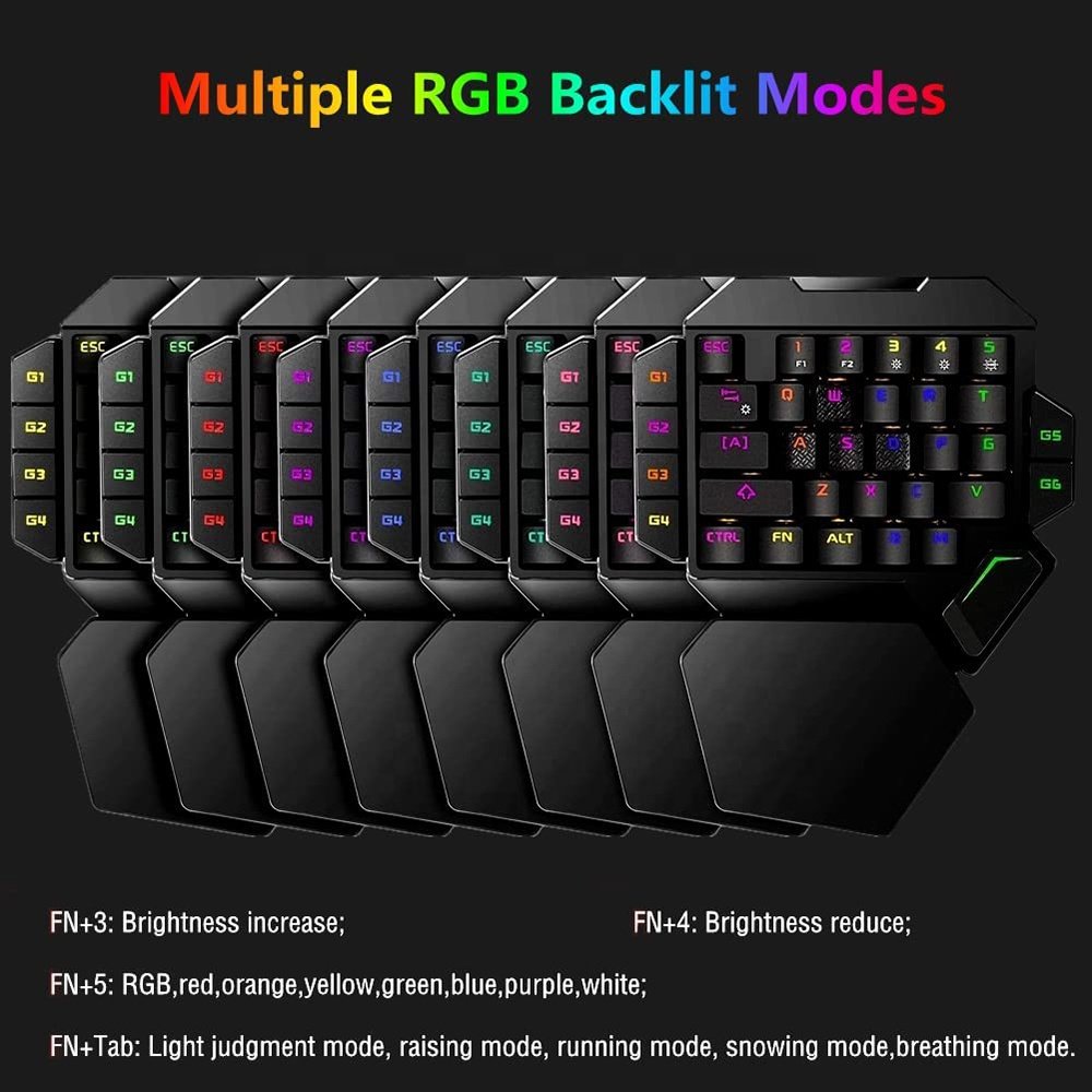 SUNGI One Handed Half Gaming Keyboard 35 Keys RGB Backlight Comfortable Wrist Rest Customizable Mechanical Keyboards