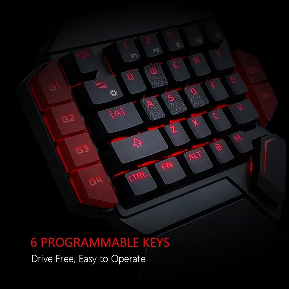 SUNGI One Handed Half Gaming Keyboard 35 Keys RGB Backlight Comfortable Wrist Rest Customizable Mechanical Keyboards