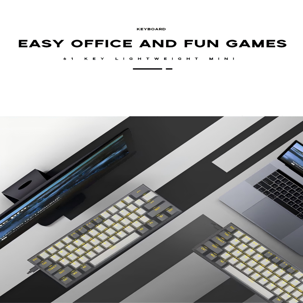 Low MOQ LOGO Customize Professional 61 Key LED Backlit Mechanical Gaming Keyboard USB Wired 60 percent Mechanical Keyboard