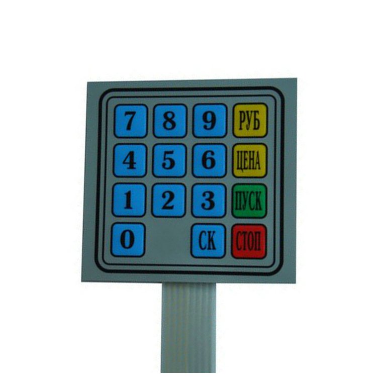 Waterproof structure 4x4 whole number membrane switch keypad flexible cable