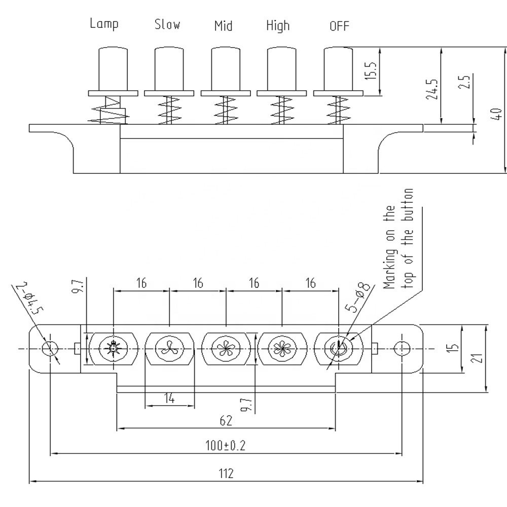 Electronic Components controller for kitchen hood range hood Piano switch Kitchen exhaust range hood switch