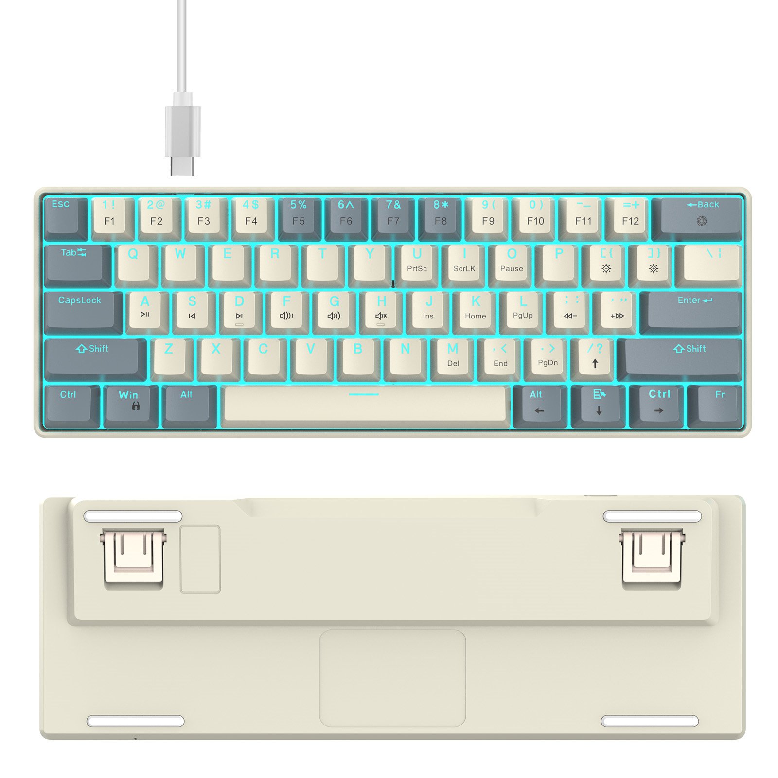 New arrival HXSJ 61 keys mini 60% V900 mechanical keyboard ergonomic ABS keycaps LED backlit compact wired laptop keyboard game