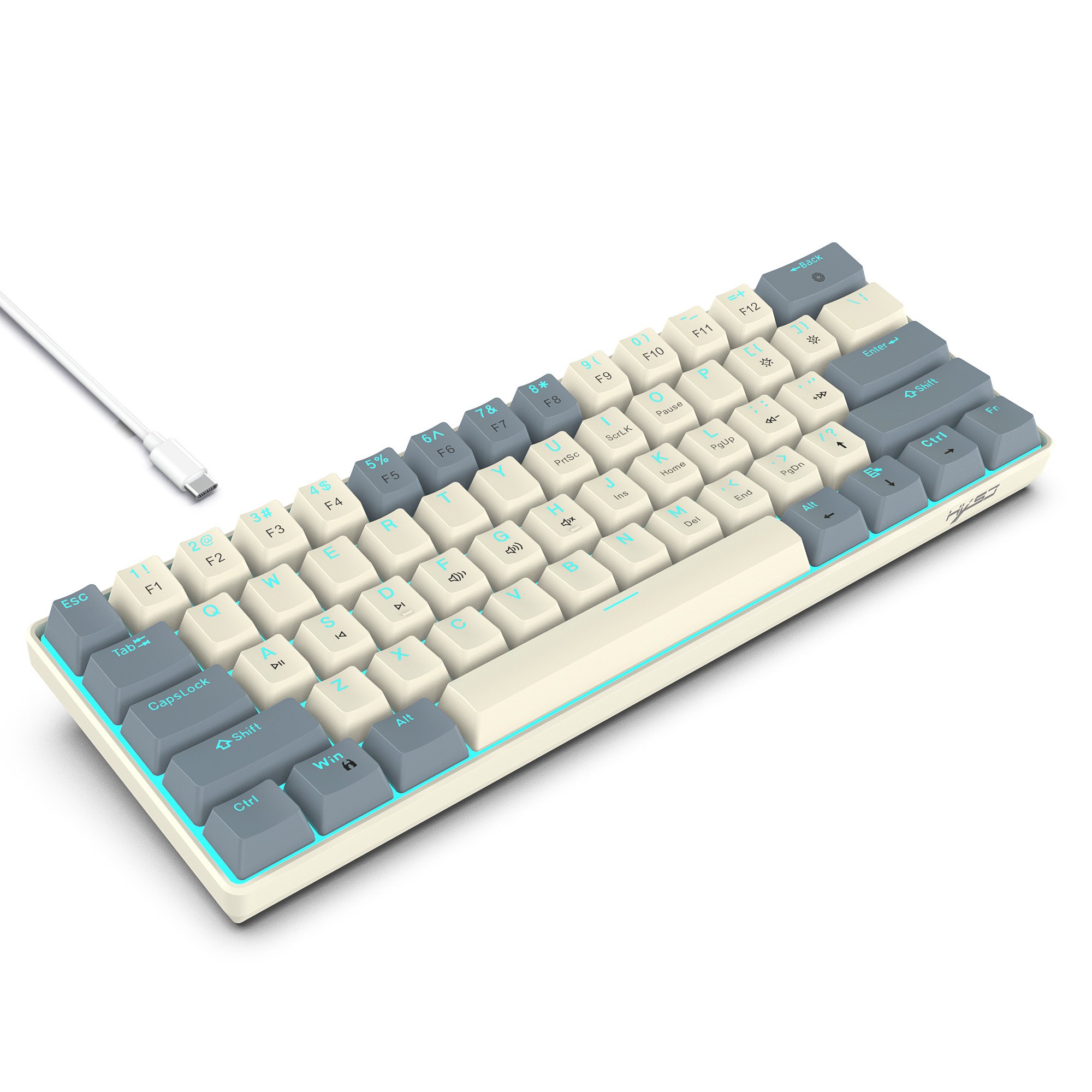 New arrival HXSJ 61 keys mini 60% V900 mechanical keyboard ergonomic ABS keycaps LED backlit compact wired laptop keyboard game