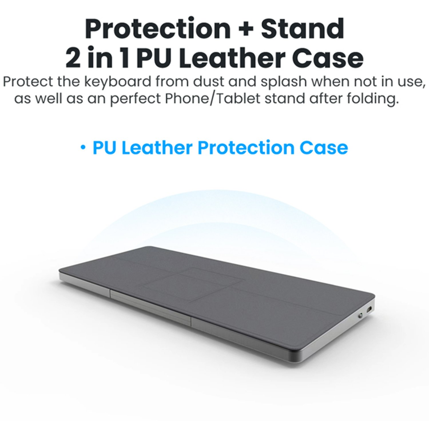 New TYPE C Portable 3 Multi-Device Rechargeable Type C Touchpad Bluetooth Wireless Keyboard with PU Case For Phone and Tablet