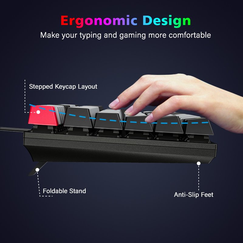 Keyboard mechanical oem color good Sale Wired Mechanical Keyboard 104 Key LED RED Switches Ergonomic Keyboard
