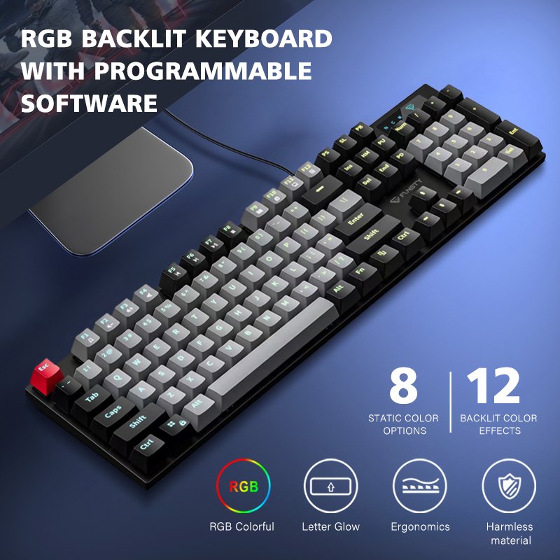 Keyboard mechanical oem color good Sale Wired Mechanical Keyboard 104 Key LED RED Switches Ergonomic Keyboard