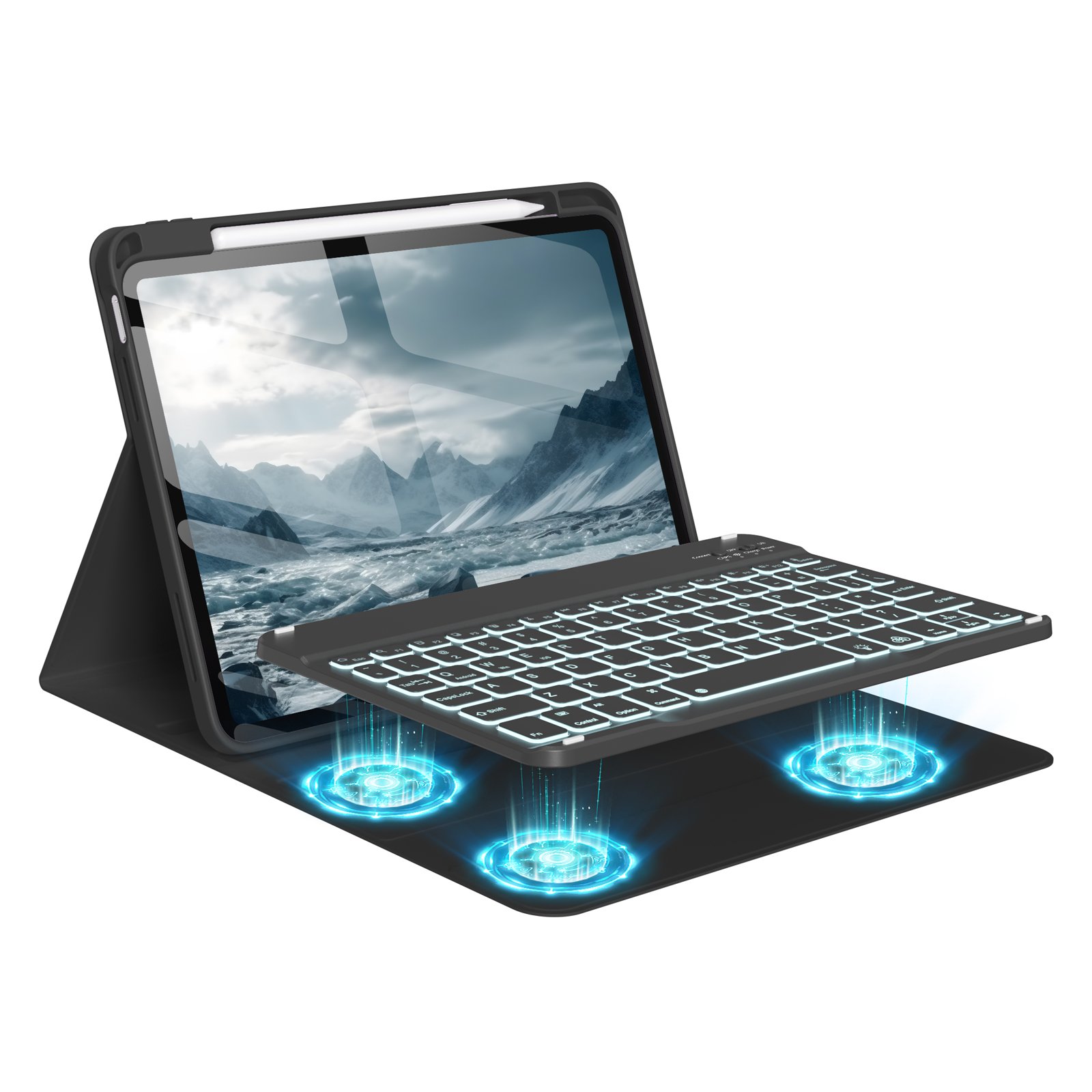 Kenke New Arrival Strong Magnetic Backlit Wireless Bluetooth Connected Keyboard Cover With Pencil Holder For iPad 10th 10.9 Inch