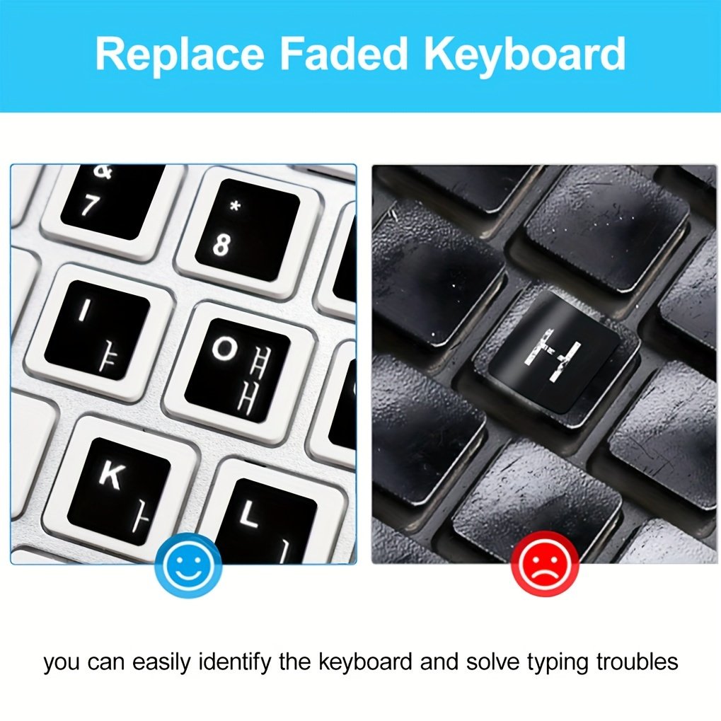 Black Keyboard Stickers, Computer Keyboard Replacement Stickers, Universal Korean Russian English Arabic Keyboard Stickers