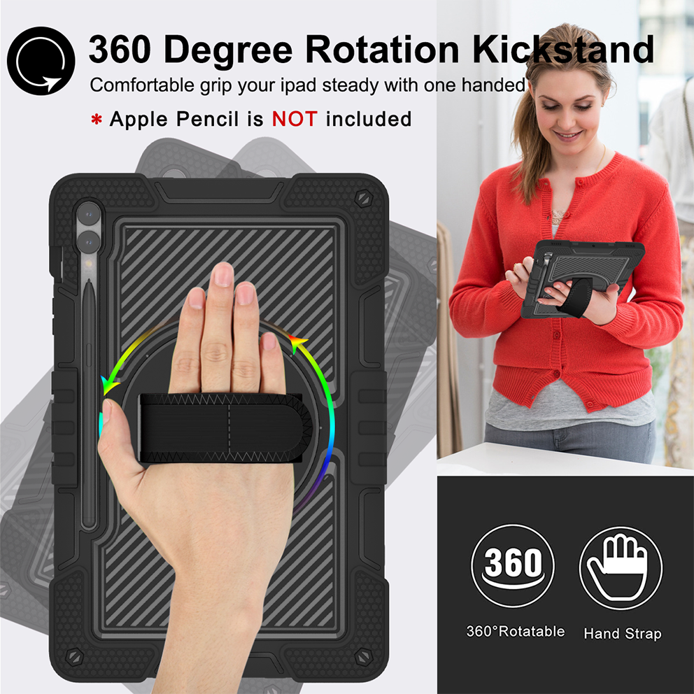 Rugged Tablet Case TPU Material Keyboard Case PC Tablet Covers 360 Degree Silicone Tablet Cases Cover For Samsung S9 Plus