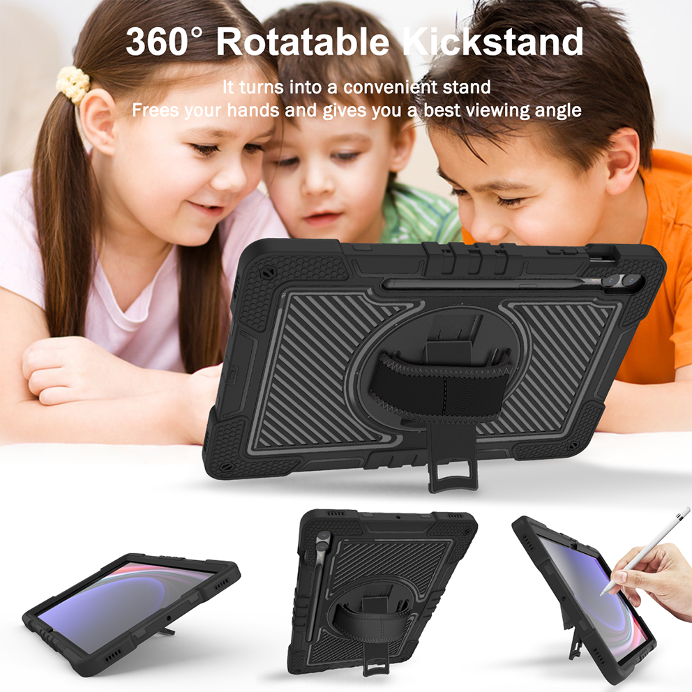 Rugged Tablet Case TPU Material Keyboard Case PC Tablet Covers 360 Degree Silicone Tablet Cases Cover For Samsung S9 Plus