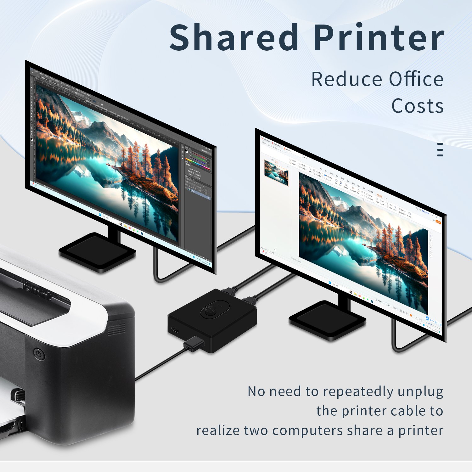 USB2.0 Switch Selector 2x1 1x2 Bi-direcional USB Switcher 2 Port Sharing 1 Devices for Keyboard Mouse Printer 2 port Hub