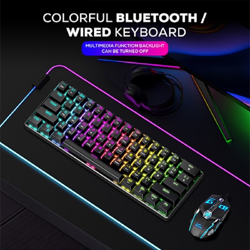Wireless BT/2.4Ghz 60% RGB Gaming Keyboard Three Modes Connectable Wireless Mechanical Keyboard
