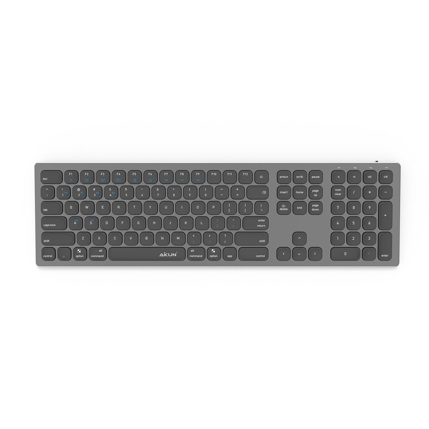 AIKUN Rechargeable BT/ Wireless aluminium keyboard 106 Quiet Keys,13 Shortcuts, Numeric Keypad,Auto Power Saving,Scissor Switch